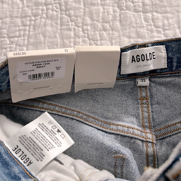 NWT Agolde Vintage High Rise Boot Swat Wash Organic Cotton Aritzia - Picture 9 of 10